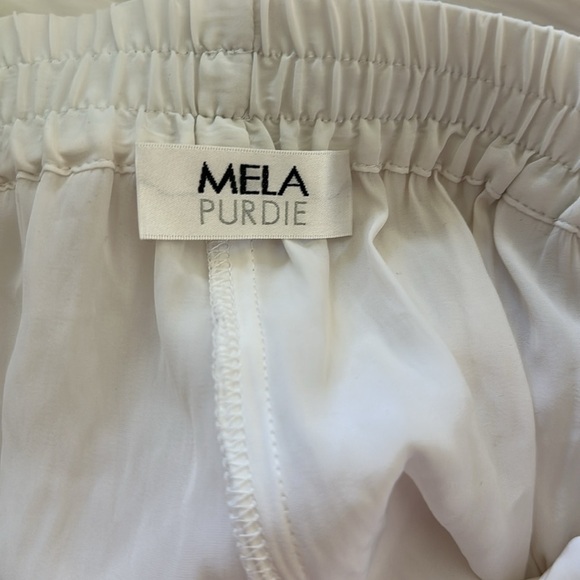 Mela Purdie White Soft Vent Palazzo Pants with Tie Pockets Sz S - Picture 4 of 5